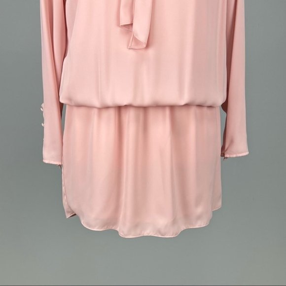 Amanda Uprichard Womens Long Sleeve Blouson Mini Dress Pink Tie Neck size XS - Picture 5 of 11